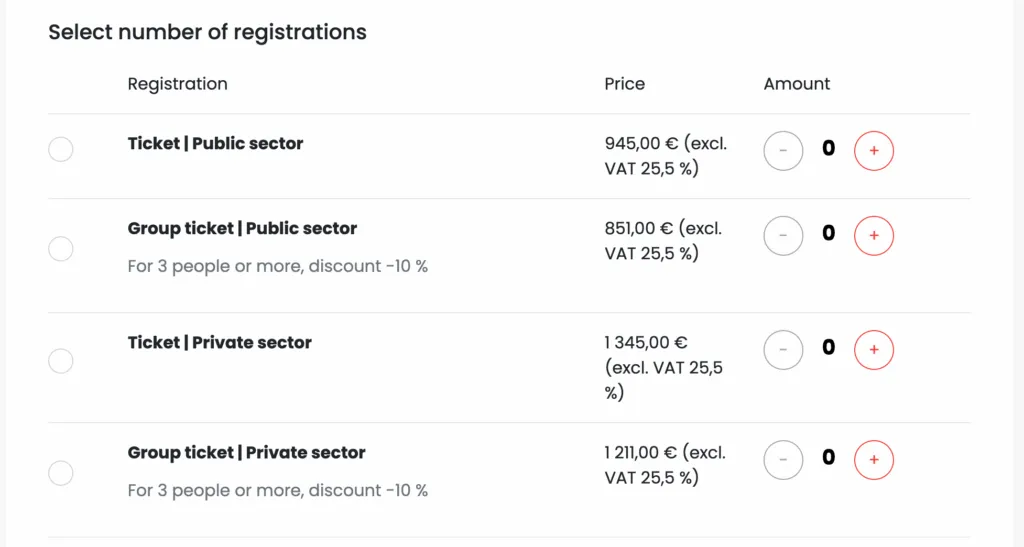 event tickets available on a ticket sales software